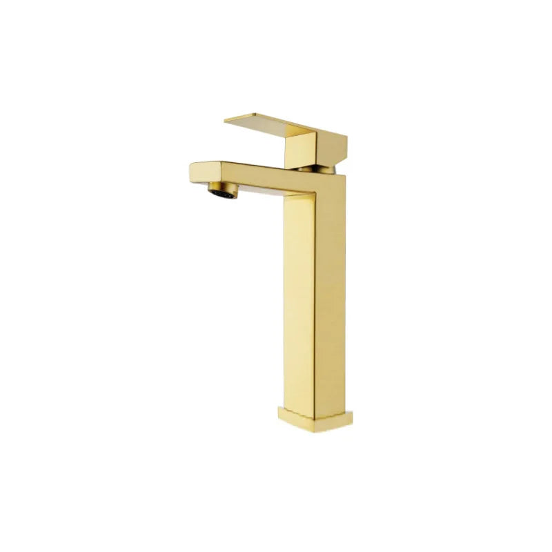Matte Black  Bathroom Faucet Deck Mount 304 Stainless Steel  Cold and Hot Black  Square Sink Tap Short and Tall