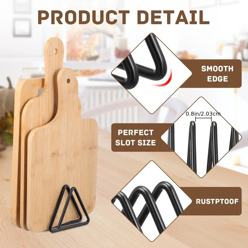 Sturdy Kitchen Storage Shelf , Heavy-Duty Metal Cutting Board Organizer-Space-Saving Kitchen Storage Rack with Triangular Design