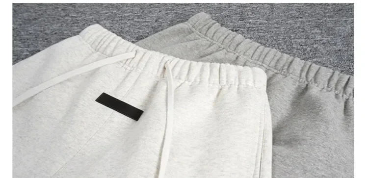 Fashion Double Line Matching Set Men's Drawstring Pants Luxury Design Plush Letter Pants High Street Couple Oversized Pants Set