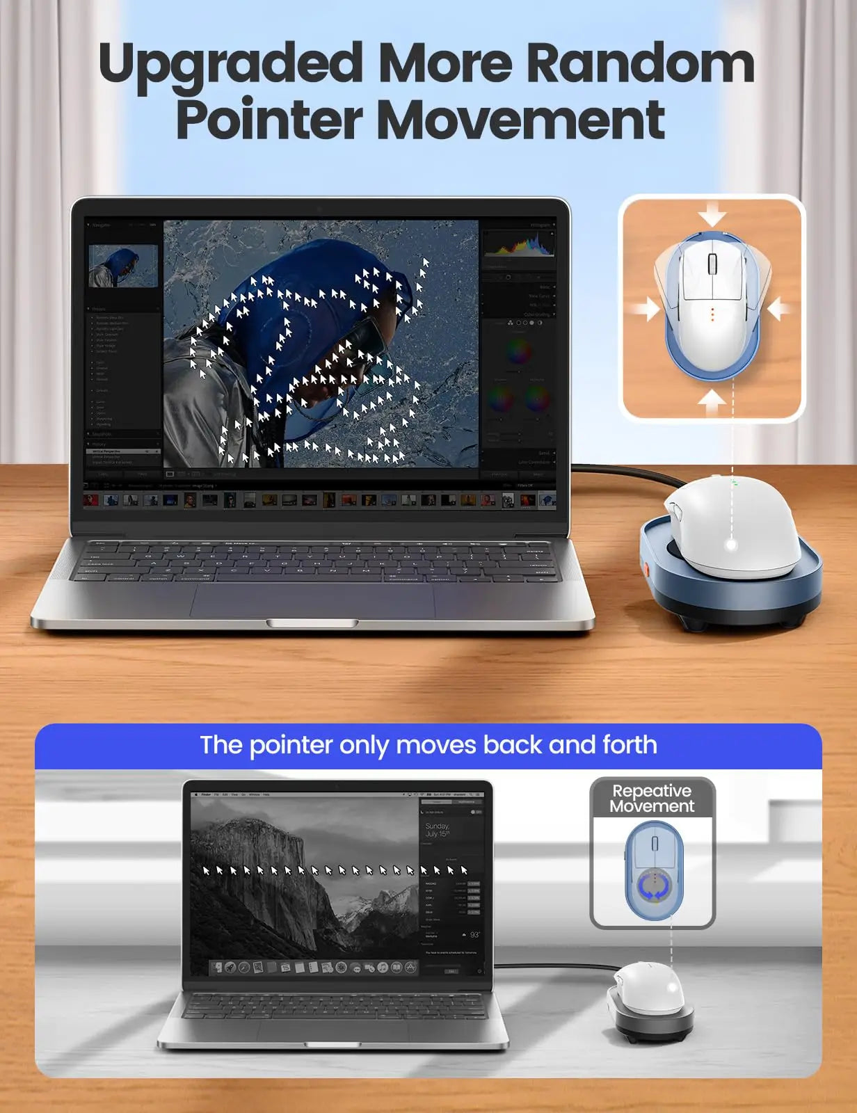 Vaydeer Undetectable Mouse Mover, Mouse Jiggler Device with ON/Off Switch, Driver-Free Shaker Wiggler Mouse Movement Simulation