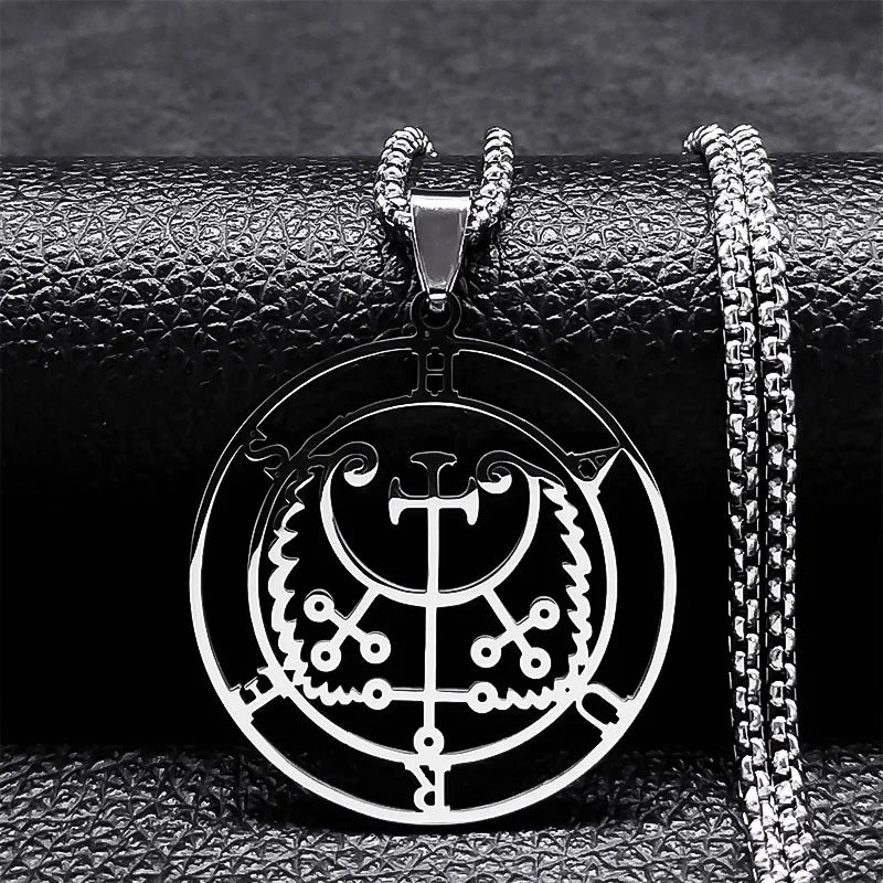 2024 Fashion Sigeal Sigil De Lucifer Stainless Steel Satan Necklace Asmoday Lazer Key Baphomet Stamp Jewelry N7118S03