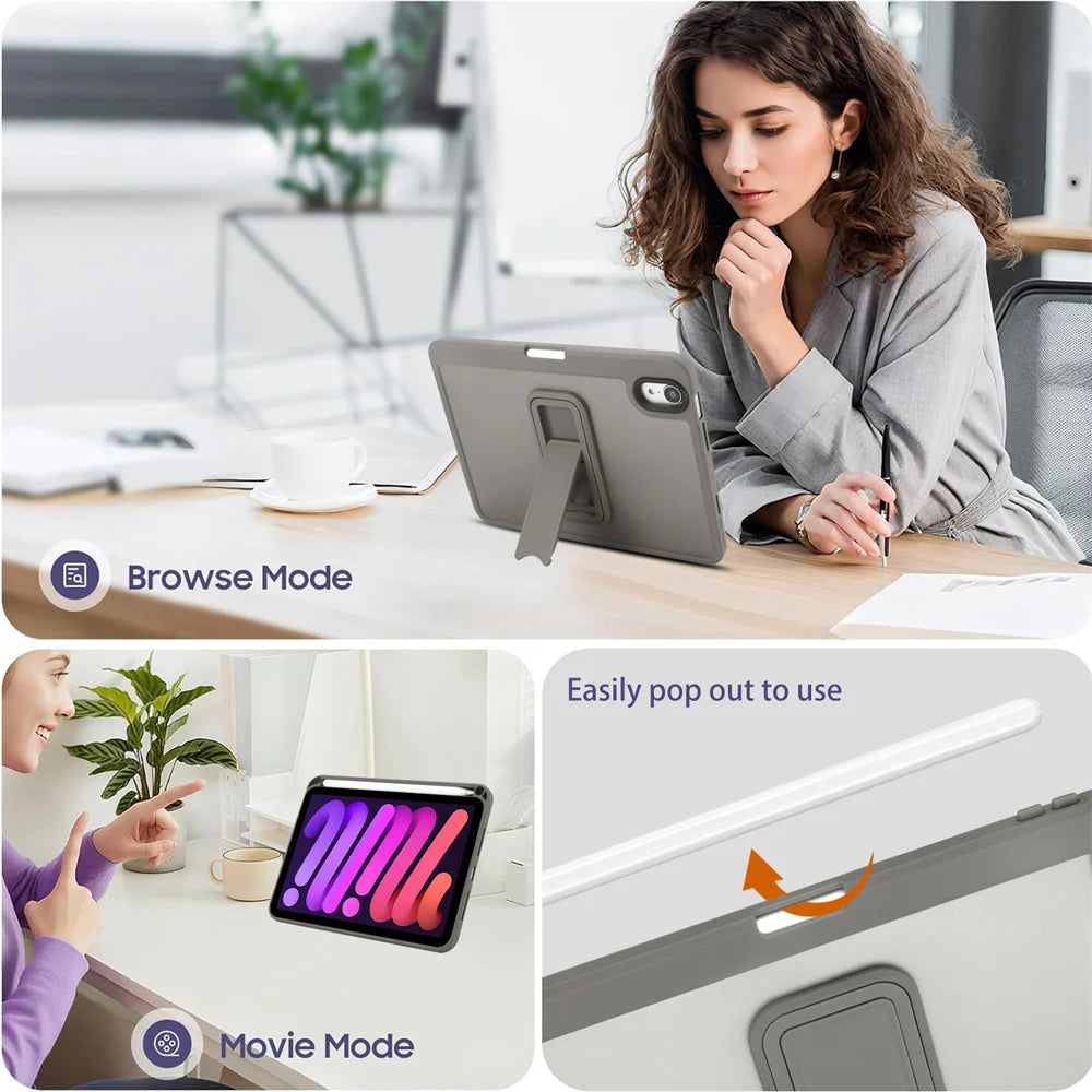 For iPad 12th A16 11th 10th 7th 8th 9th 10.2" 6th 5th 9.7" Air 4 5 Air 11 Pro11 Stand Case iPad Mini 7 6 5 4 Pencil Slot Cover