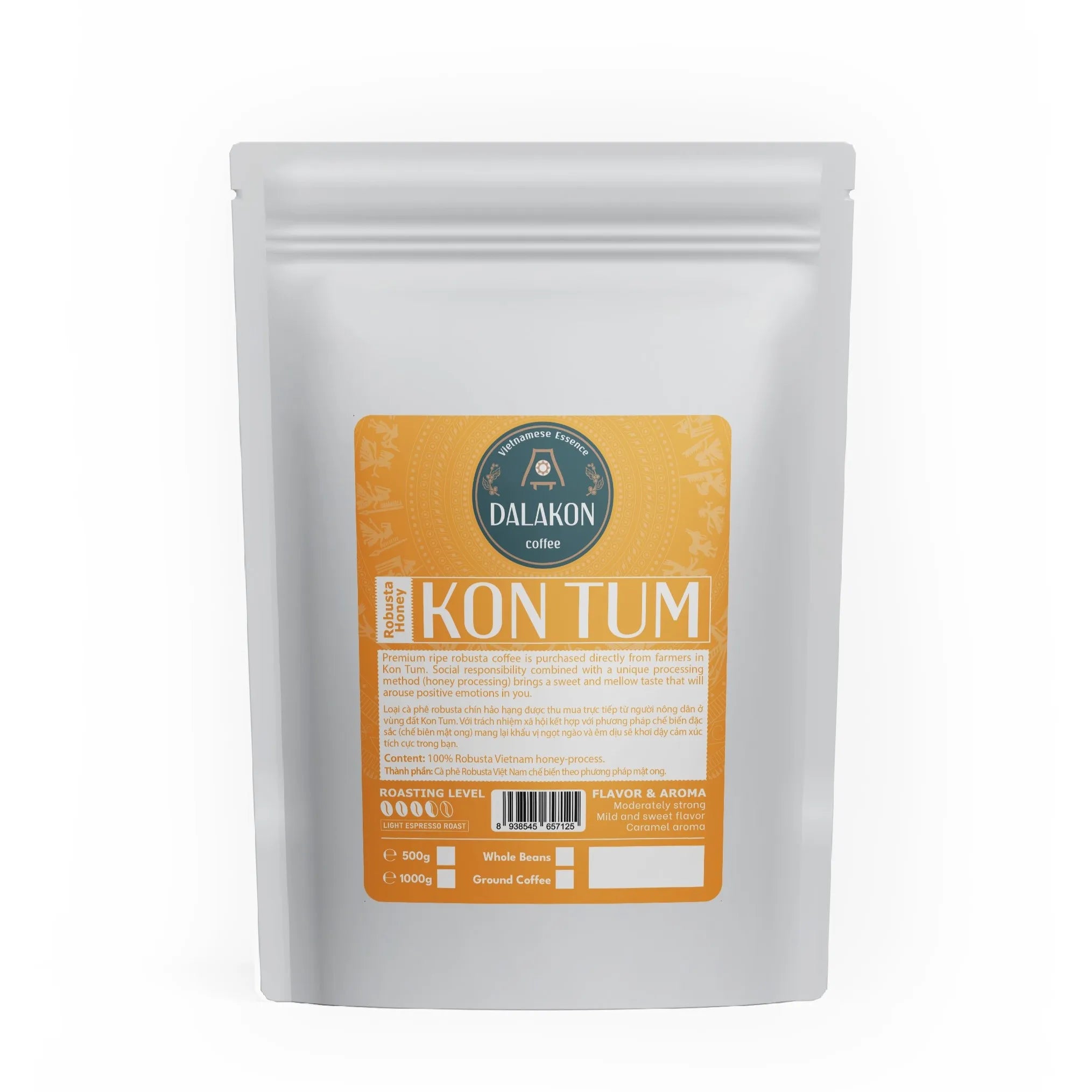 Dalakon Whole Bean Robusta Coffee 500g Italian Style Espresso Best Price Bulk Pack From Vietnam in Bag