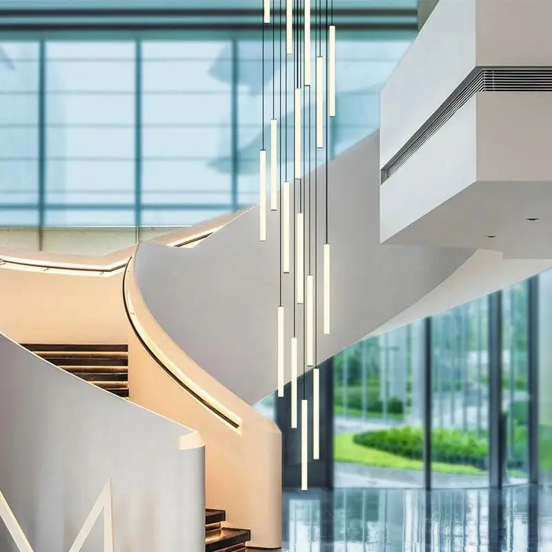 Nordic Stairs LED Long Chandeliers Minimalist Duplex Attic Living Room Kitchen Pendant Lights Home Decoration Ceiling Chandelier