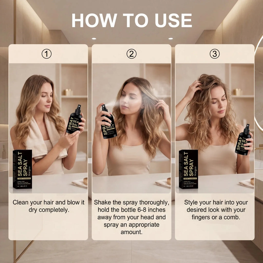 Sea Salt Spray Texturizing Hair Spray Volumizing Strong Hold Control Greasiness Beach Waves Non Sticky Natural Look 100ml