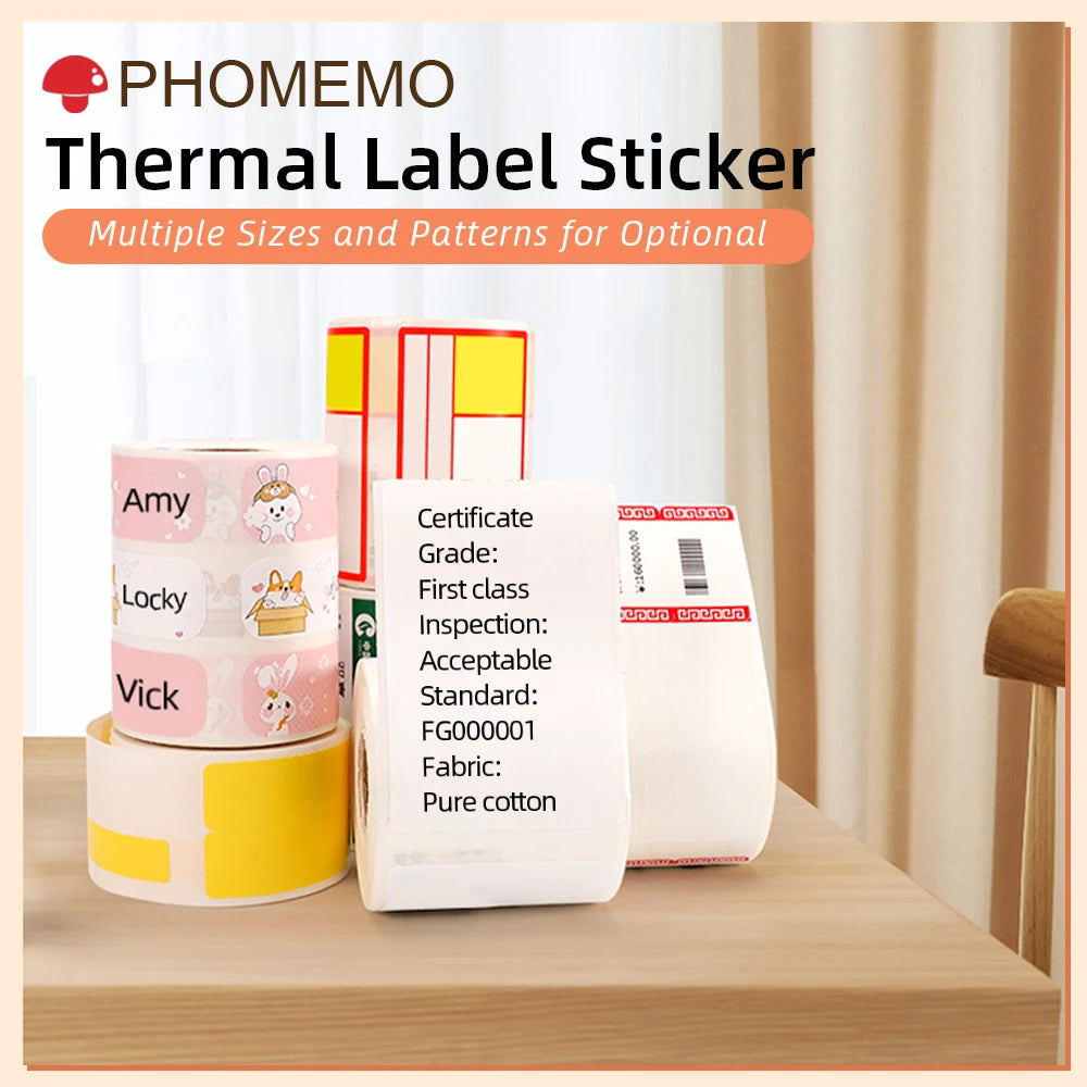 Label Sticker for Phomemo M110 M220 M221 M120 Mini Portable Printer 20-50mm Thermal Label Printer Stickers Pocket Labeling Maker
