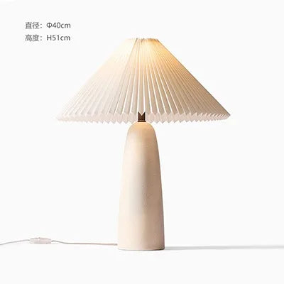 Nordic Design Romantic Atmosphere Pleated Ceramic Table Lamp LED E27 Minimalist Modern Light Fixture Bedroom Bedside Living Room