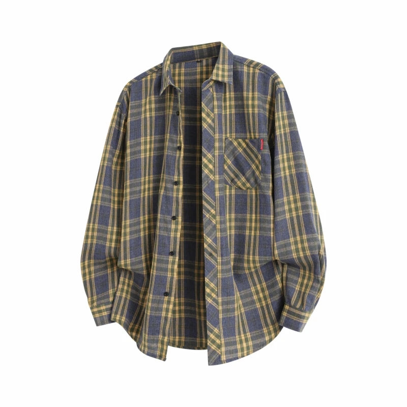Men Shirt Plaid Flannel Long Sleeve Plus Size Loose Hip Hop Street Mens Casual Shirt Oversized Male Soft Dress Shirt Dropshippig