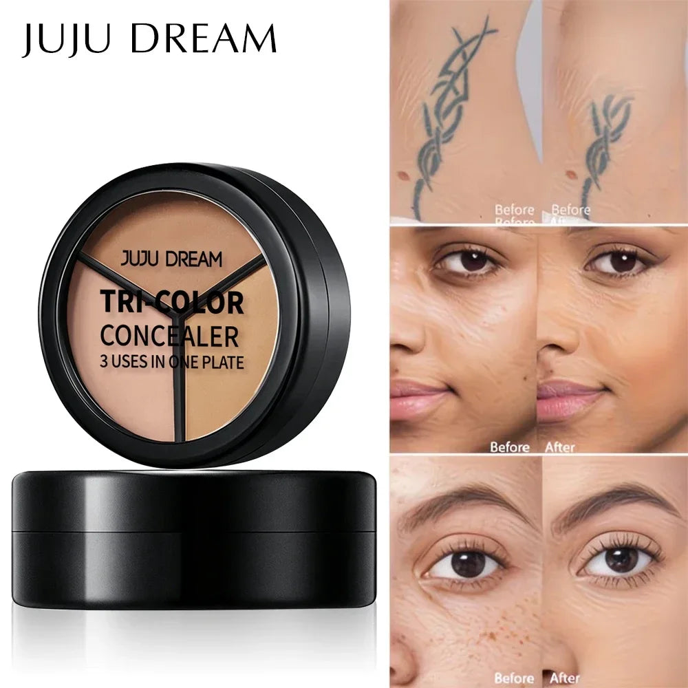 Professional Concealer Palette 3 Shades, Full Coverage Dark Circle Corrector, Face Makeup for Flawless Skin
