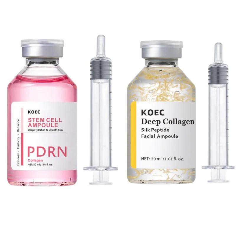 Silk Collagen Peptide Ampoule Essence, PDRN Serum for Face Brightening & Skin Smoothing Calming Repairing Daily Moisturizer 30ml