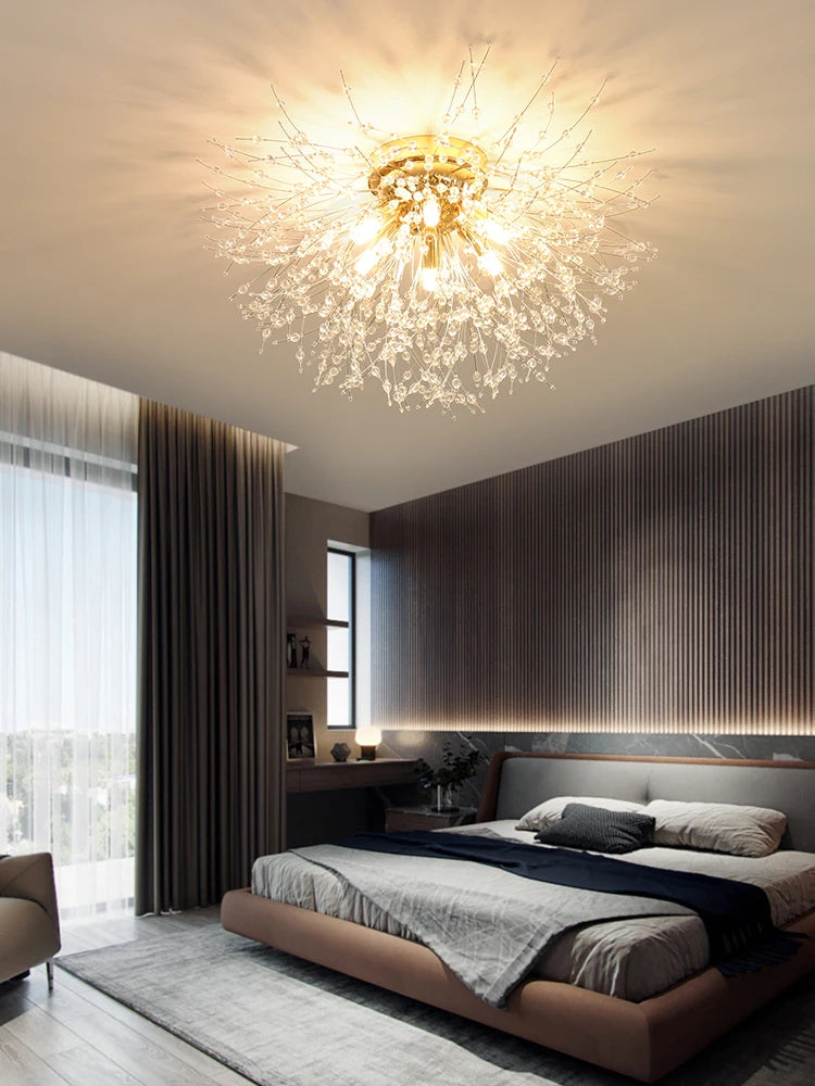 Dandelion Crystal Chandelier Nordic Modern Living Room Dining Room Bedroom Ceiling Light Room Light Fireball Decorative Light
