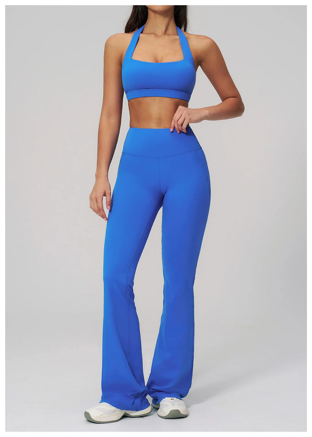 Women's Tracksuits 2PCS Flared Pants Yoga Set Gym Fitness Outfits Female Shockproof Sports Bra Yoga Workout Clothes Sports Sets