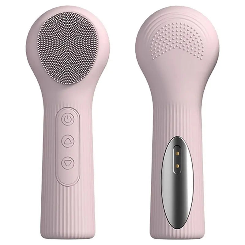 B15C Waterproof Electric Facial Cleansing Brush, 2-In-1 Silicone Face Scrubber Featuring Heat Massage Function For Women