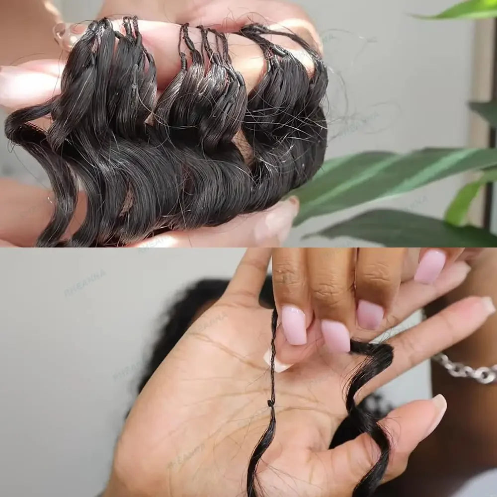 Deep Wave Crochet Hair Extensions Kinky Curly Crochet Human Hair Knotless Pre-Separated Crochet Feather Hair Extensions