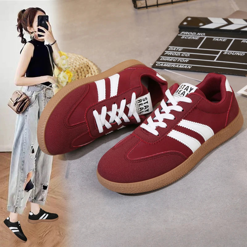 Contrast Color Casual Sport Shoes for Women 2025 Autumn Comfort Flat Sneakers Woman Lightweight Non Slip Walking Shoes Plus Size
