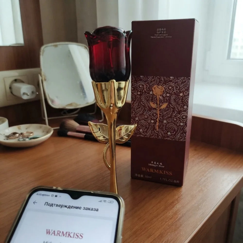 50ml Women EDP Perfume Midnight Rose Long Last Elegant Floral Fragrance Creative Red Rose Shaped Bottle Lady Romantic Gift