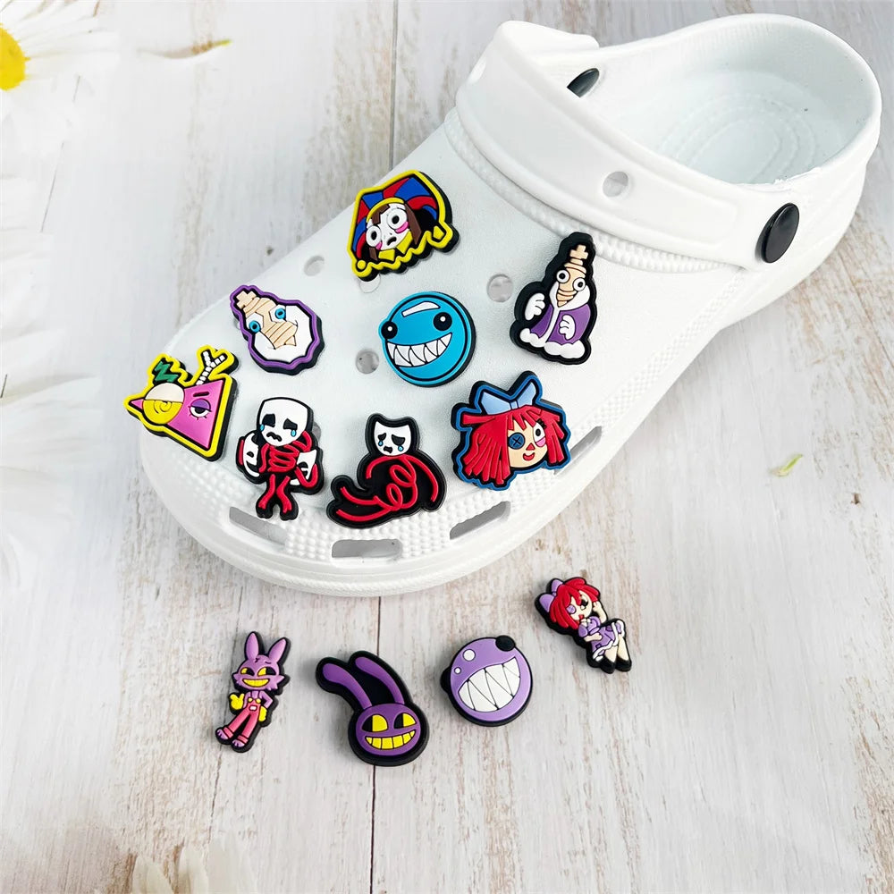 20Pcs Amazing Digital Circus Shoe Charms for Women Girls Shoes Decoration Accessories Buckle Fit Clog Sandal Wristband Bag