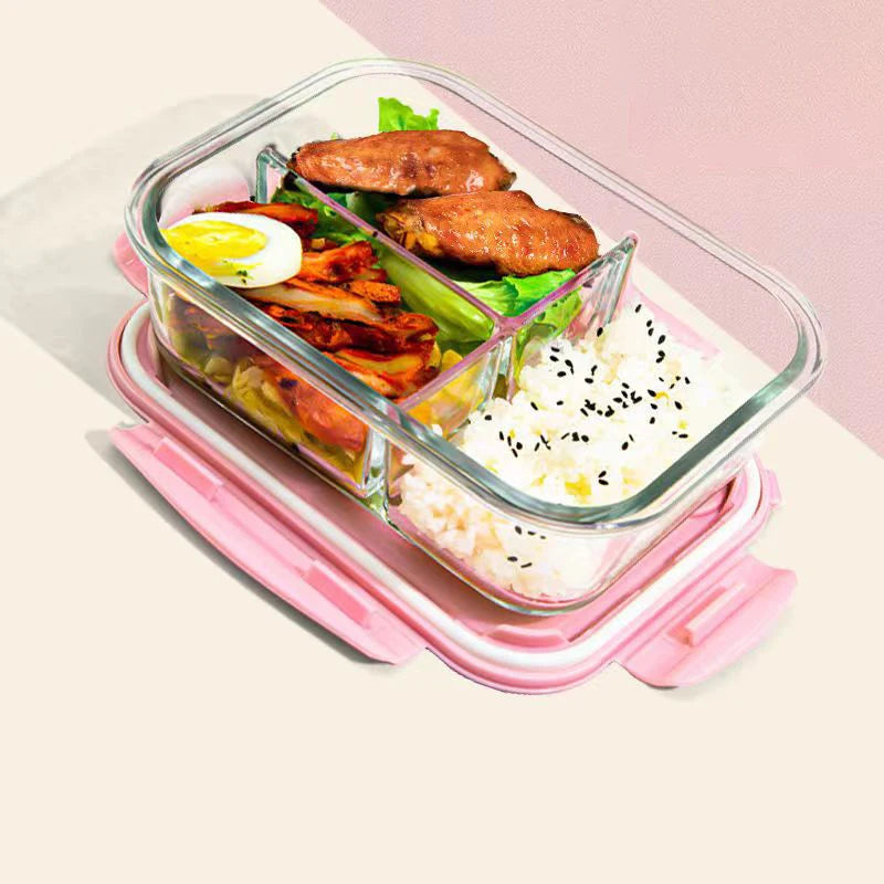 High quality Lunch Box Glass 1050ml Food Storage Box Microwave Bento Box school food containers compartment