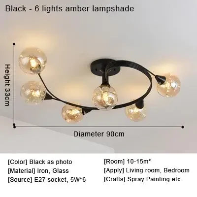 2025 Modern Led Ceiling Chandelier Nordic Glass Lamp Bedroom Kitchen Living Room Dining Room Decoration Home Ceiling Light Fixtu