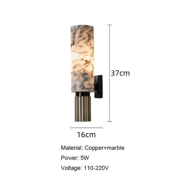 Luxury Natural Marble Wall Lamp Modern Black Cuboid Natural Stone Wall light Foyer Villa Aisle Corridor Bedroom Decoration Light