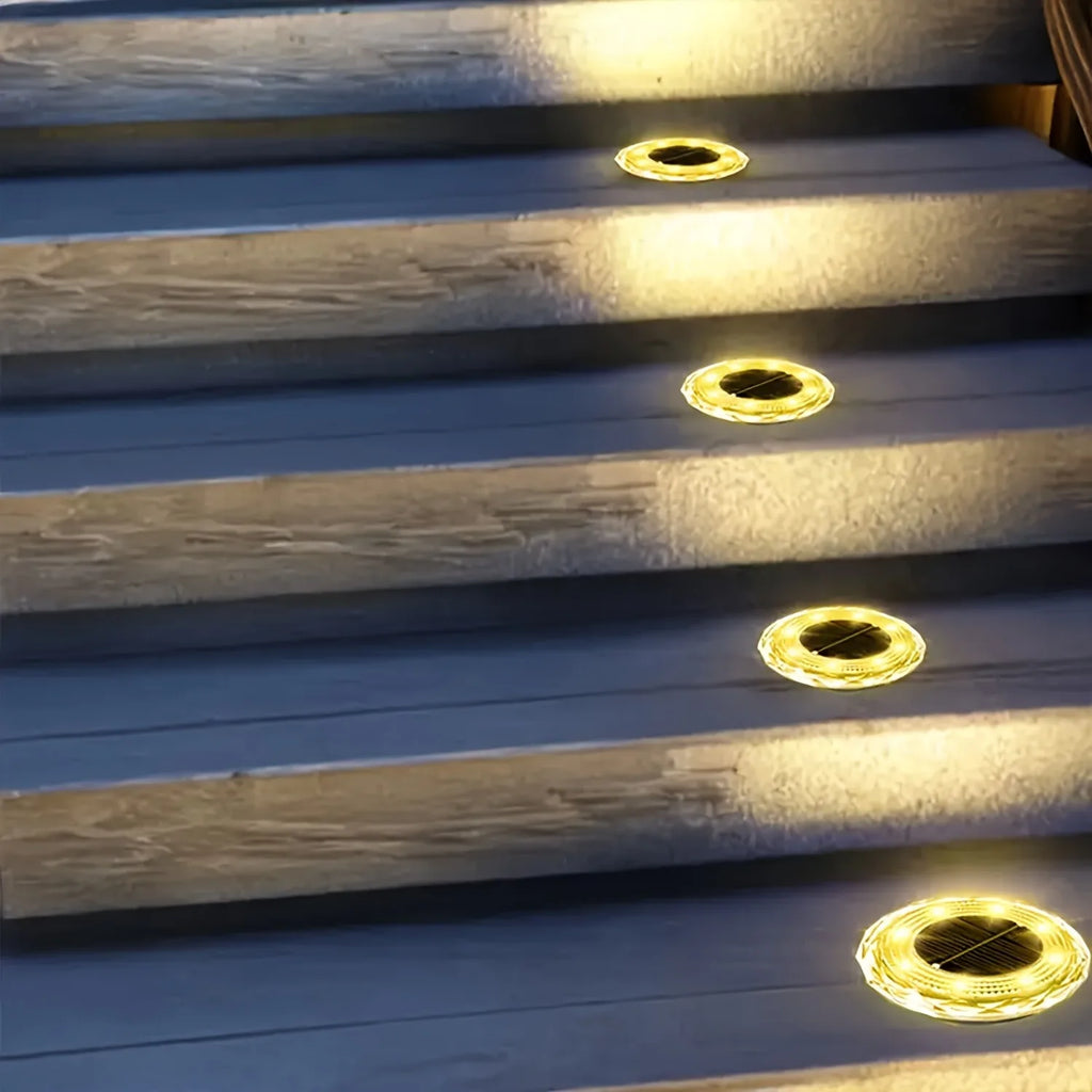 2/4pcs Solar Ground Lights 8LEDs Solar Lights Outdoor Bright LED Solar Disk Lights Outdoor Garden Pathway Driveway Lawn Lights