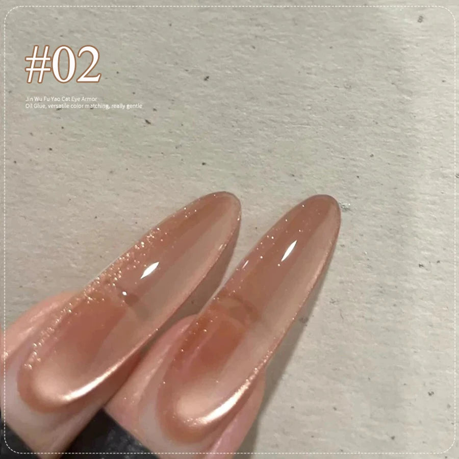 1-4pcs WS Autumn Winter Nails Pink Gold Cat's Eye Gel Nail Polish Glue Super Flash Golden Pink Porcelain White Glass Beads Gel