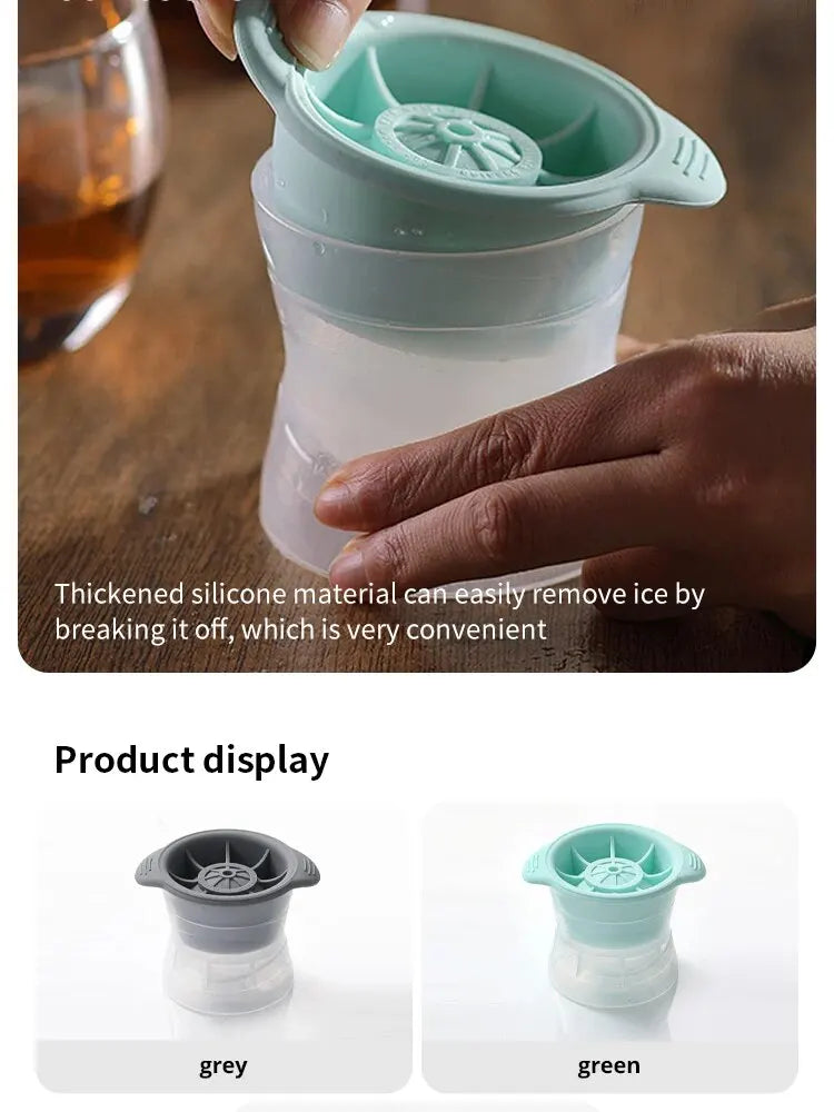 2pcs Bar Whiskey Round Ice Cube Maker Silicone Large Ball Shape Spherical Ice Cube Mould Machine Quick Freezer Kitchen Gadgets