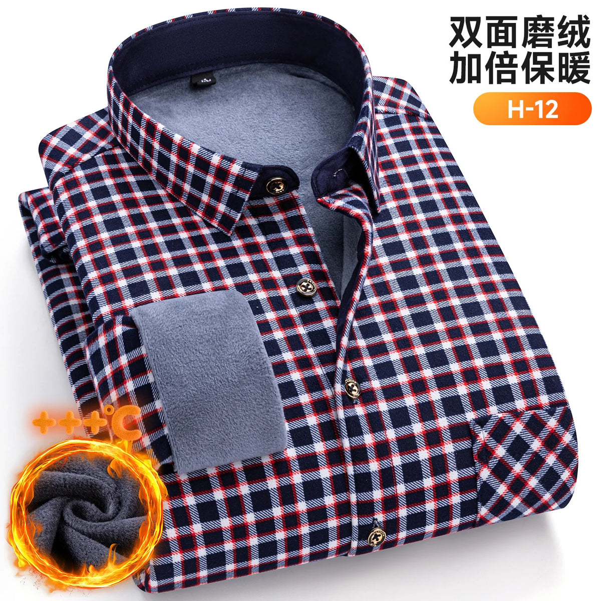 Plus Size 8XL 7XL 6XL Men's Thickene Shirt Long Sleeve Fleece Warm Winter Autumn Casual Soft Print Daily Thermal Male Clothing