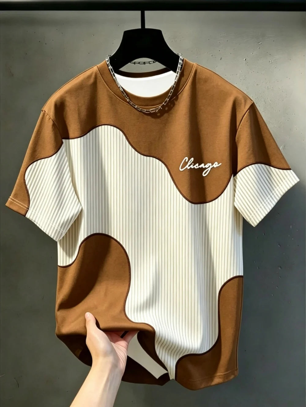 2026 New Summer Men's Short Sleeve T-Shirt Casual Fashion 3D Printed Color Blocking Design Streetwear Outdoor Unisex Clothing