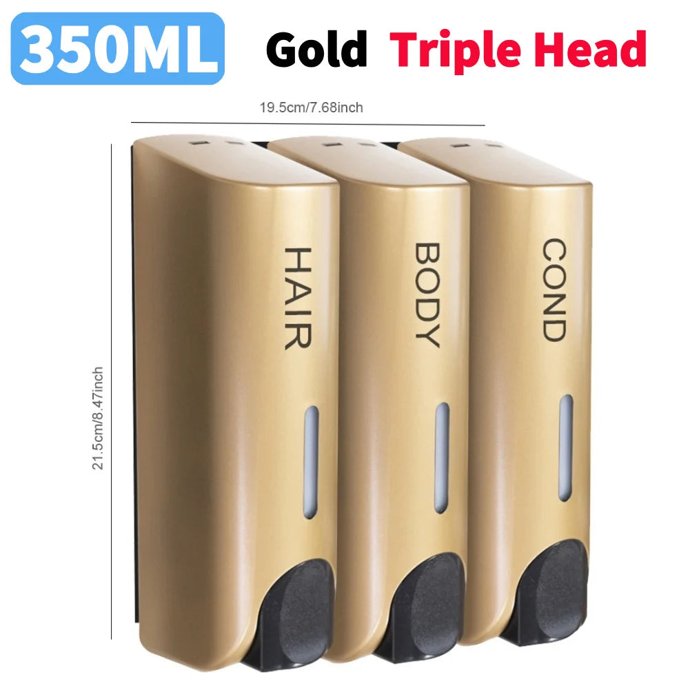 350ML Shower Bath Shampoo Dispenser Waterproof Shower Gel Lotion Soap Dispenser Wall Mount Refillable for Home Hotel Restaurant