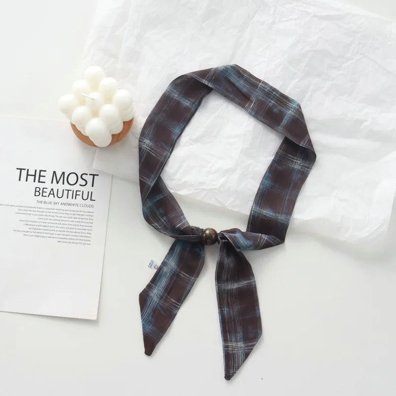 Retro Maillard Brown Floral Scarf Fashionable Old Money Style Light Luxury High-Grade Temperament Small Square Towel Lazy Scarf