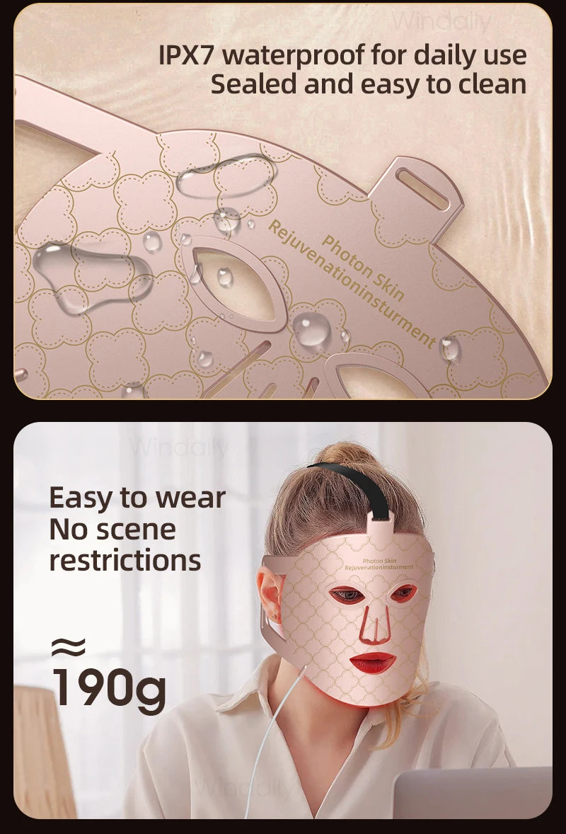 7 Colors Photon Skin Rejuvenation Red LED Light Therapy Face Mask Near Infrared 850nm Silicone Soft Facial Mask Skin Care Device