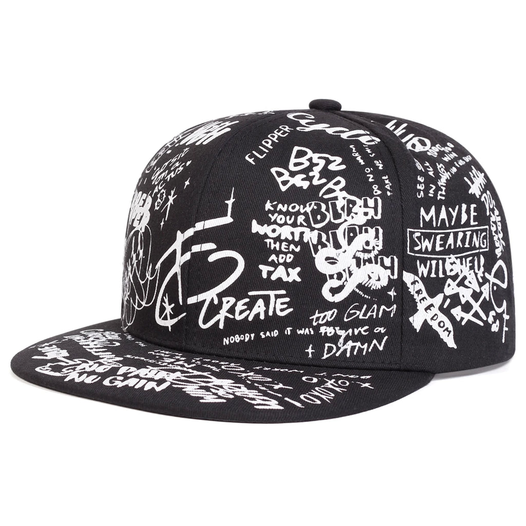 Unisex Colorful Letter Graffiti Printing Hip-hop Hats Spring Autumn Outdoor Adjustable Casual Baseball Caps Sunscreen Hat