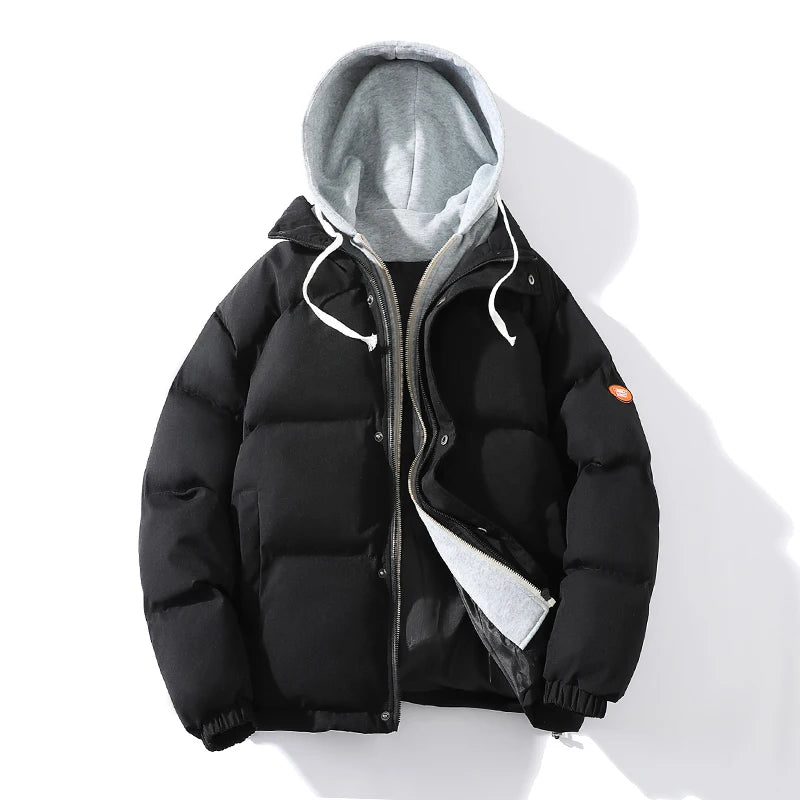 Outdoor Warm Snow Men's Long Coat Parkas Clothes New Fake Two-piece Cotton Jacket Men's Puffer Parka Winter Hooded Jacket