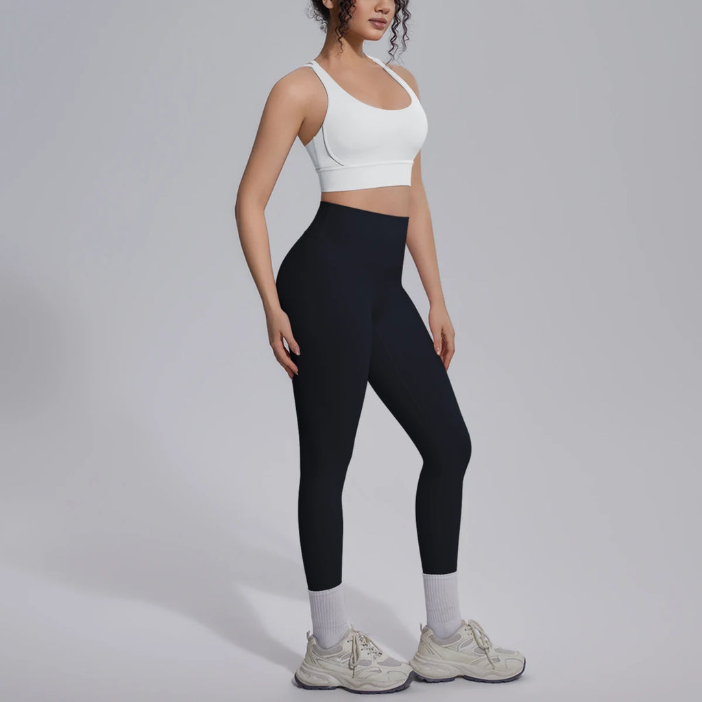 2PCS Yoga Set Summer Gym Sports Running Yoga Clothing Solid Color Cross Bra Workout Top High Waisted Quick Drying Fitness Pants