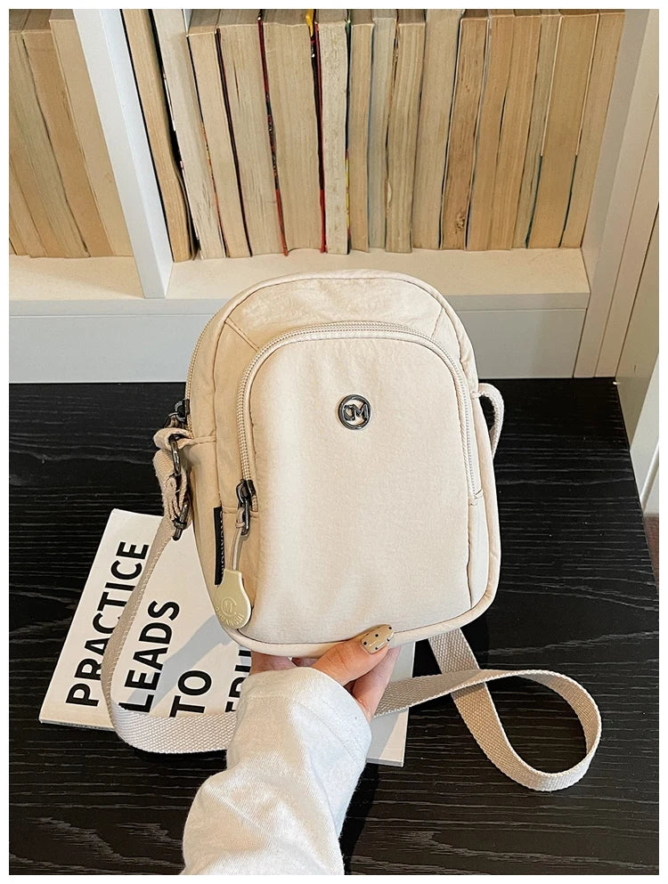 Waterproof Nylon Mobile Phone Bag Portable  Three-Layer Coin Purse Crossbody Bag for Youth Casual Simple Style Functional...