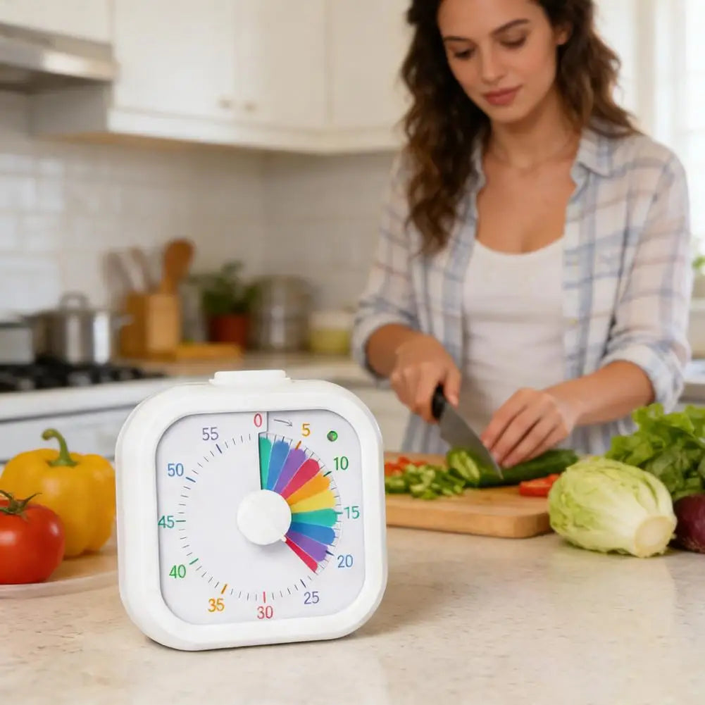 Visual Timer for Kids 60 Minute Rainbow Countdown with Silent Pause Function Dual Sound Light Reminder Timer for Kitchen Study