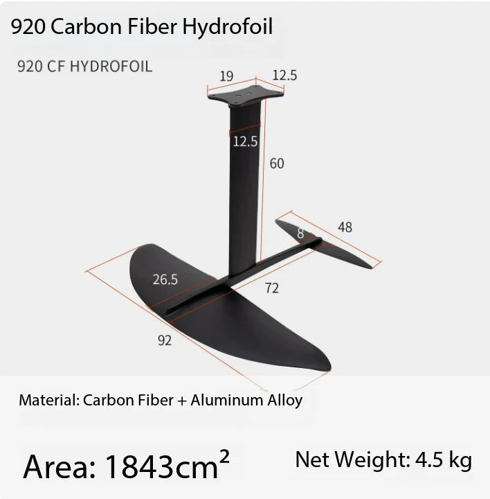 Carbon Hydrofoil Board Wing Surf Gear,Unpowered Thruster,Inflatable Foil Board for Wing SUP, Kite Surfing,Kite Foil Water Sports