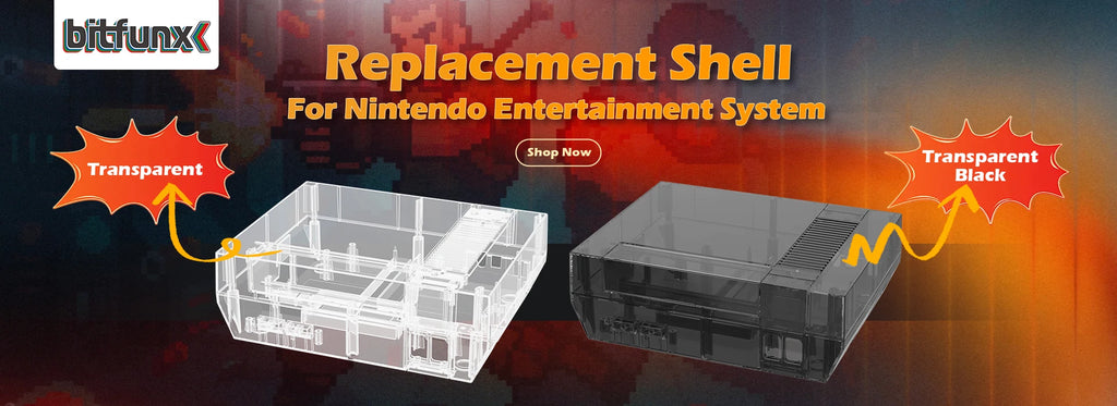 Bitfunx SFC Replacement Case Transparent Box For Super Famicom Console Super NES Game Console