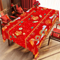 1 Piece of Chinese Blessing Red Round Tablecloth, 5 Sizes, Chinese Spring Festival Red Printed Square Tablecloth, Edge Embossing Process, Wedding Garden Tablecloth Decoration, Tablecloth for Daily Home Kitchen, Terrace, Chine