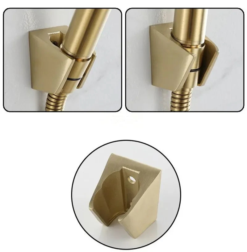 Brushed Gold Bathroom Shower Faucet Set Wall Mounted  ,  Cold and Hot Bath and  Mixer Taps Brass