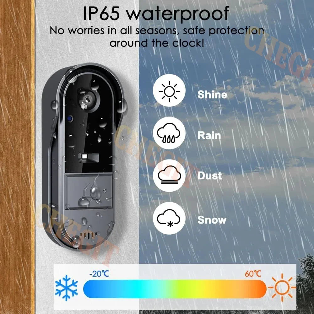 New Waterproof Doorbell Camera 4.3in IPS Screen Wireless Intercom Doorbell Night HD Vision Smart Home Security Video By Bell
