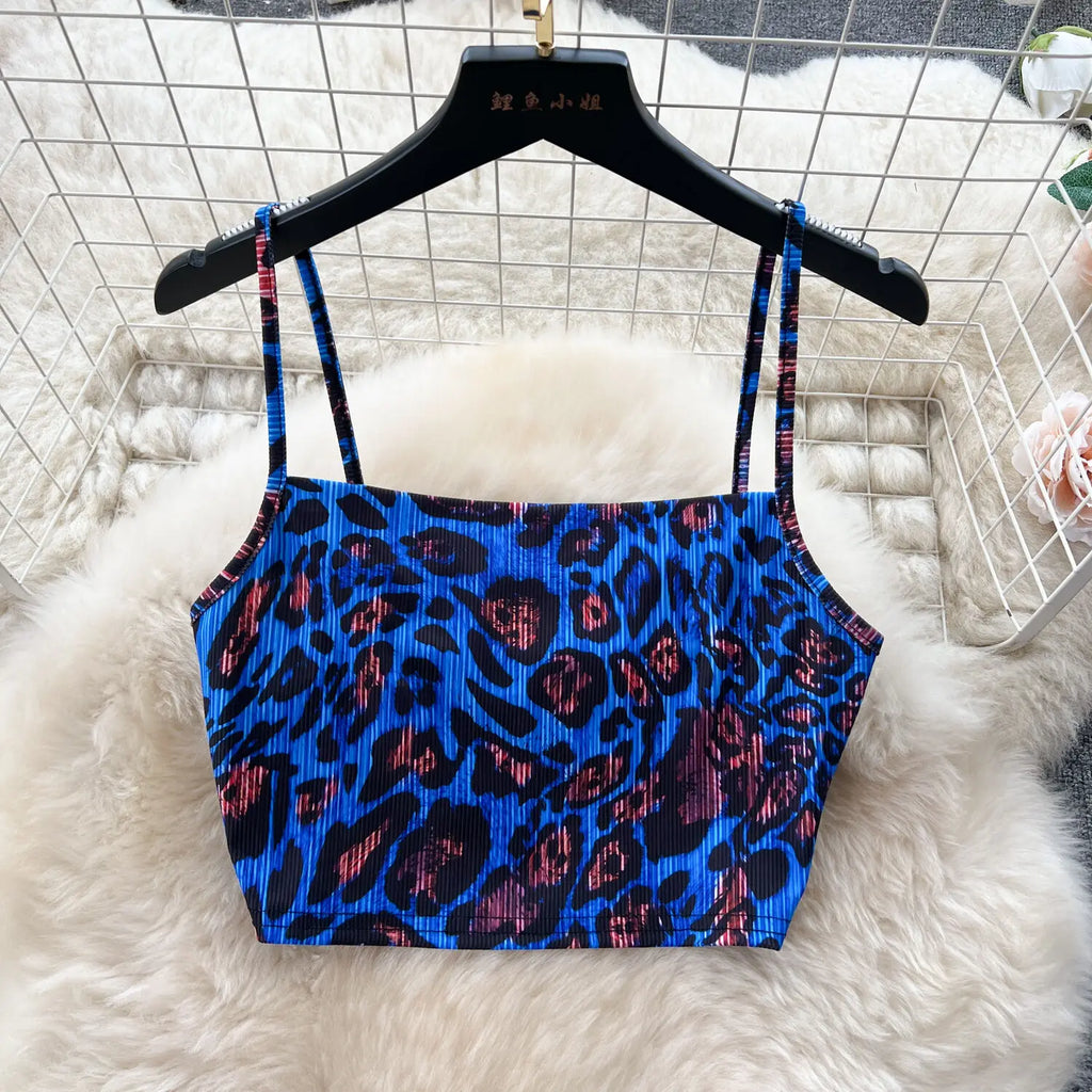 Retro Style Printed 2 Pieces Set for Women Fashion Summer Sleeveless Cropped Camis Top + Elastic Waist Bodycon Long Skirt Suits