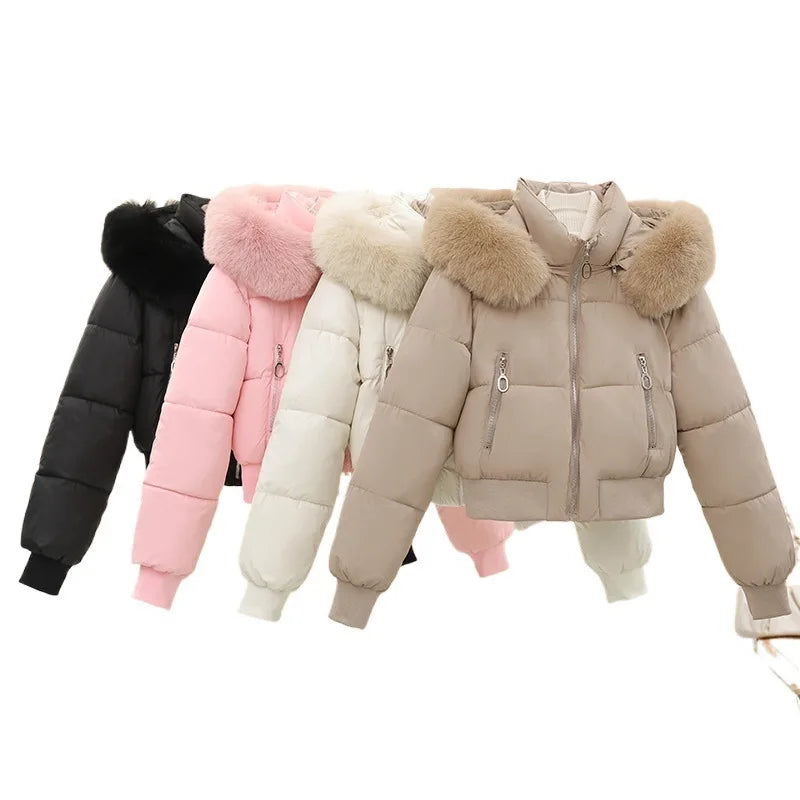 Hooded Parka Solid Hooded Women Parkas Long Sleeve Zipper Outerwear Spliced Cardigan Casual 2025 Slim Fit Coats Warm Winter