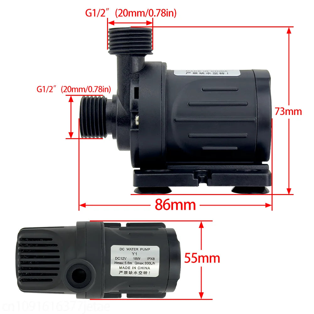 DC12/24V 960L/H Small Brushless Motor Submersible Pump for Fish Tank Circulation, Fish Pond Landscaping, Solar Water Pump