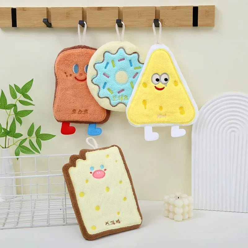 Towel Home Decor Hanging Hand Towels for Kitchen Bathroom, Super Soft Hand Dry Towels with Hanging Loops, Cute Cartoon Towels