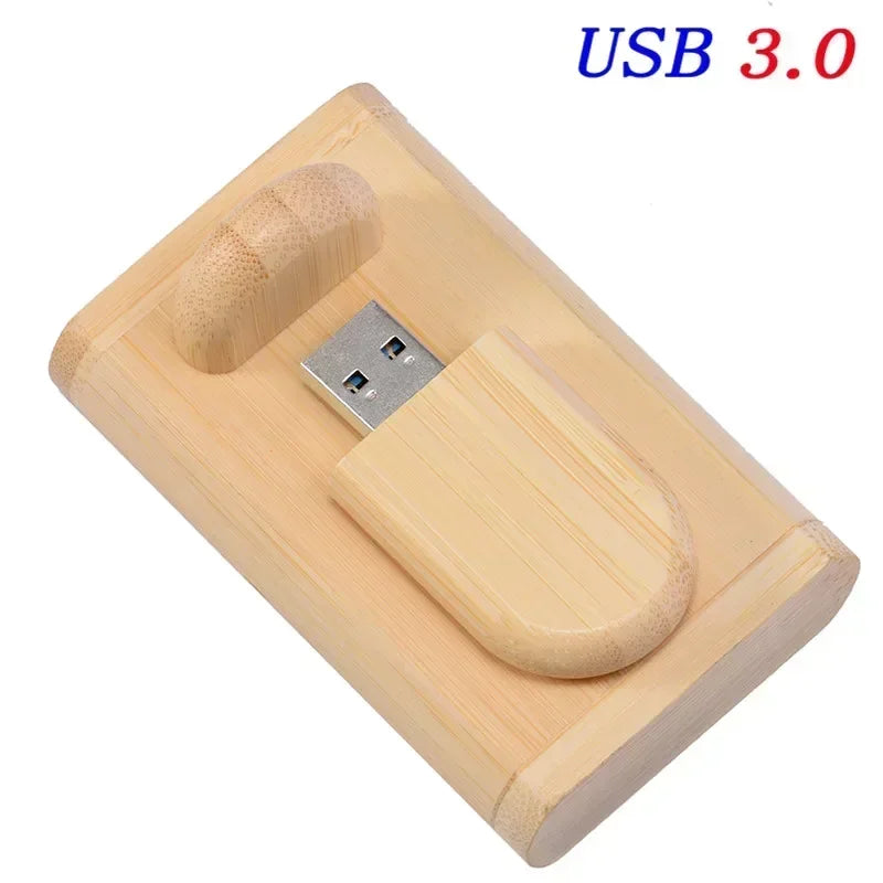 Wedding Gift USB 3.0 Stick 64GB Custom Logo Wooden Box Flash Drives 32GB Pendrive Free Sample U Disk 16GB 8GB 4GB Memory Stick