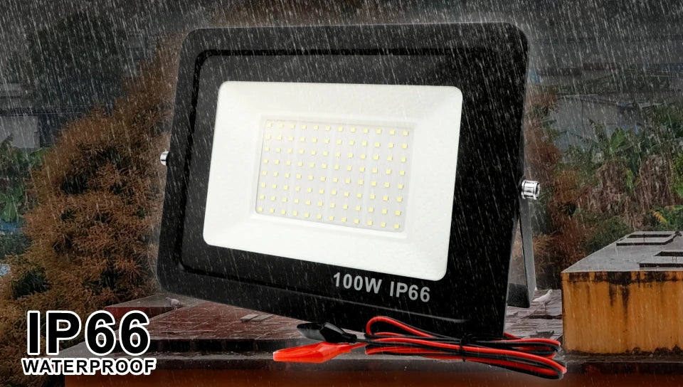 DC12V Led Flood Light 20W 30W 50W 100W Outdoor Floodlight Spotlight IP66 Waterproof Light Reflector Portable 12 Volt Led Lights