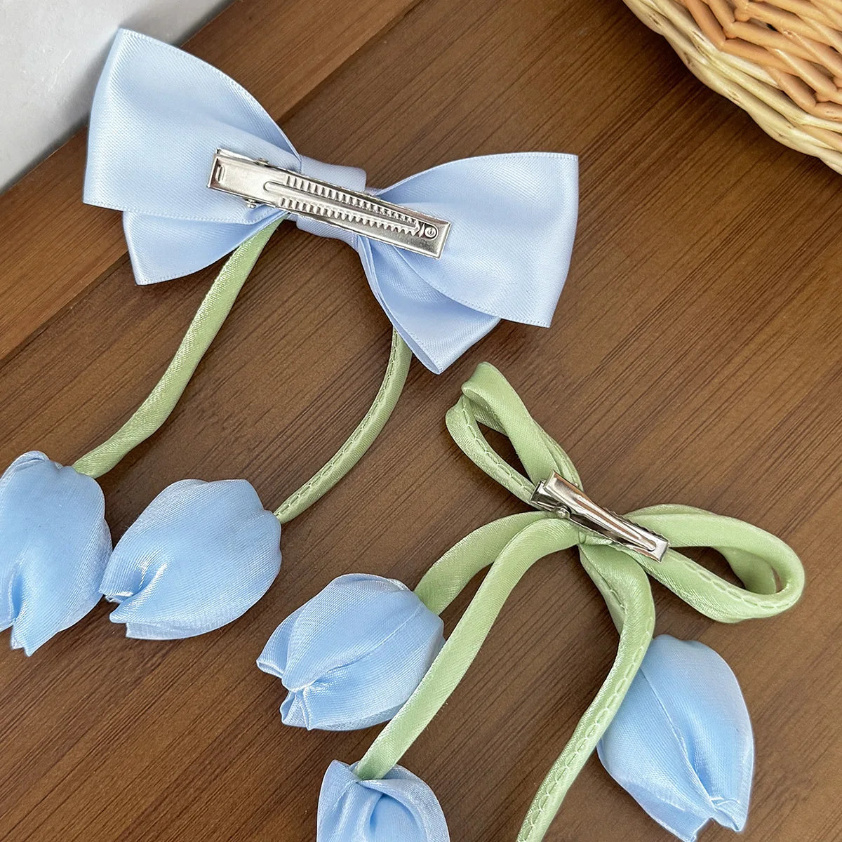 Korean Tulip Flower Bow Hair Clip Girls Sweet Fashion Versatile Duckbill Clip Children Kids Princess Hair Styling Accessories