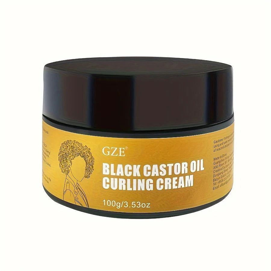 GZE Black Castor Oil Curl Defining Cream Non-stick Hydrates & Eliminates Frizz, Hair-Smoothing Anti-Frizz Cream to Define